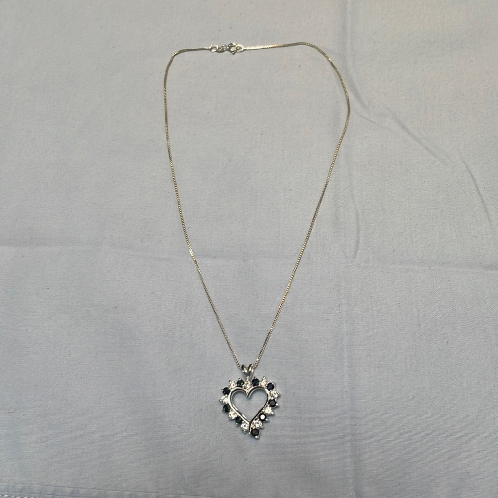 Sapphire & diamond heart necklace
